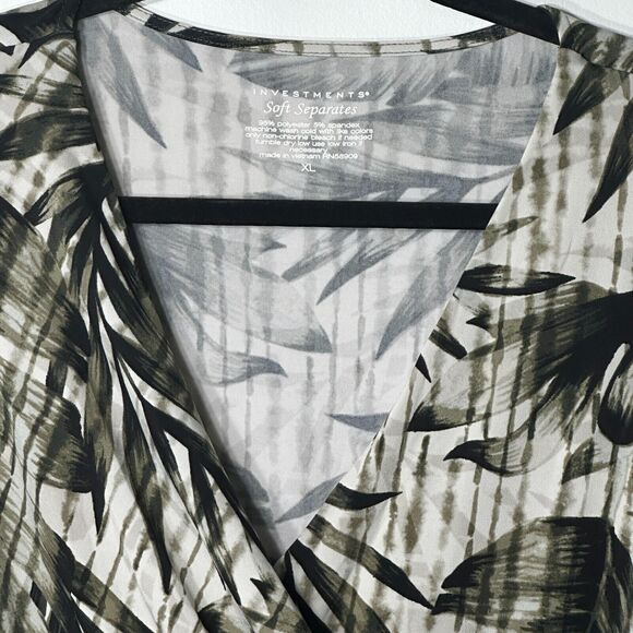 Investments Soft Separates Women's Dress Size XL Leaves V-neck Faux Wrap Midi - Picture 4 of 11